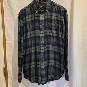 Croft & Borrow Flannel Shirt in Green & Blue Plaid